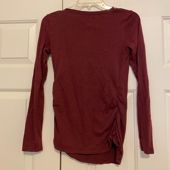 ISABEL MATERNITY RED LONG SLEEVE RUCHED SHIRT- SIZE XS - Picture 4 of 4